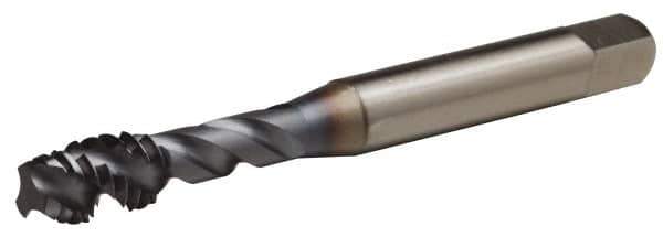 OSG - 7/8-9 UNC 4 Flute 3B Modified Bottoming Spiral Flute Tap - Vanadium High Speed Steel, TiCN Finish, 4-11/16" OAL, Right Hand Flute, Right Hand Thread, H4, Series EXOTAP VA3 - USA Tool & Supply