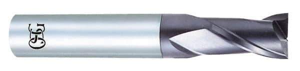 OSG - 3/8", 7/8" LOC, 3/8" Shank Diam, 2-1/2" OAL, 2 Flute, Solid Carbide Square End Mill - Single End, Diamond Finish, Spiral Flute, 30° Helix, Centercutting, Right Hand Cut, Right Hand Flute, Series 7020 - USA Tool & Supply