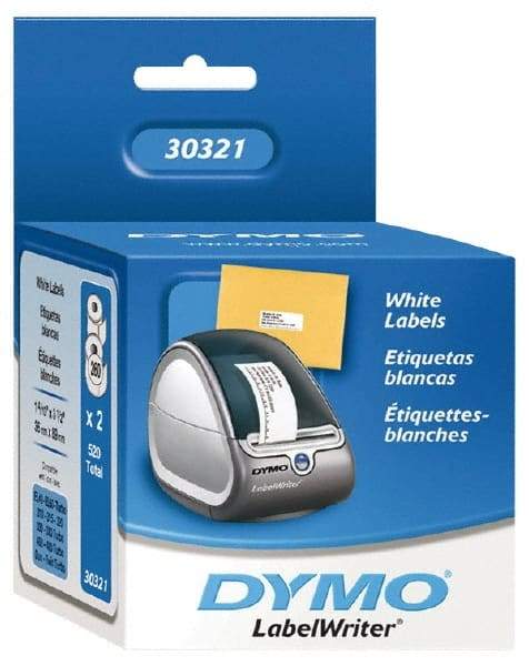 Dymo - 3-1/2" Long, White Die Cut Paper with Semi Perm. Adhesive Shipping Label - For DYMO LabelWriter Printers - USA Tool & Supply