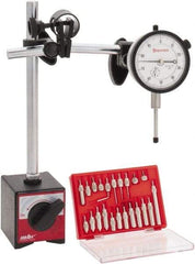 Starrett - 0.001" Graduation, 1" Max Meas, 0-100 Dial Reading, Dial Indicator & Base Kit - 0.001" Resolution, 63mm Base Length x 50mm Base Width x 55mm Base Height - USA Tool & Supply