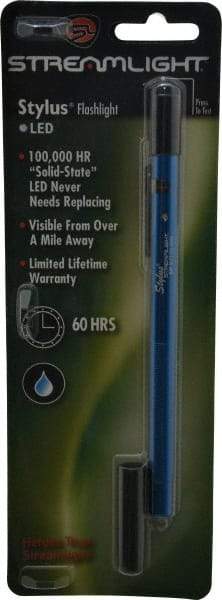Streamlight - White LED Bulb, Mini Flashlight - Blue Aluminum Body, 3 AAAA Alkaline Batteries Included - USA Tool & Supply
