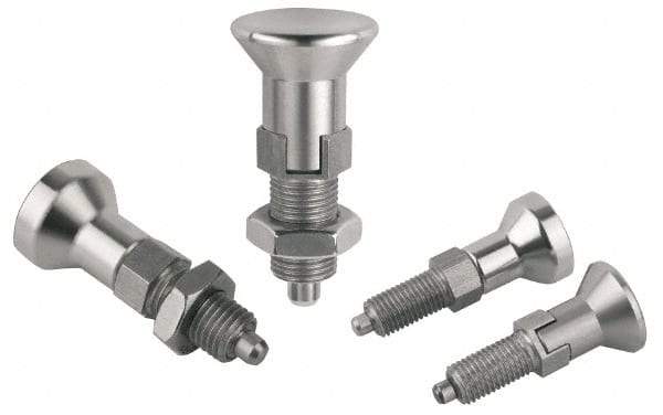 Gibraltar - M16x1.5, 23mm Thread Length, 8mm Plunger Diam, Lockout Knob Handle Indexing Plunger - Plunger Style B, 26mm Body Length, 77mm OAL, Stainless Steel - USA Tool & Supply