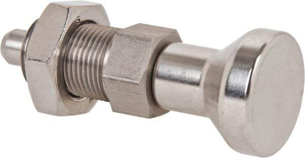 Gibraltar - M20x1.5, 25mm Thread Length, 10mm Plunger Diam, Lockout Knob Handle Indexing Plunger - Plunger Style B, 28mm Body Length, 83mm OAL, Stainless Steel - USA Tool & Supply