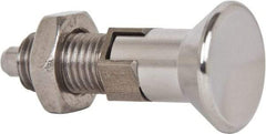 Gibraltar - M12x1.5, 17mm Thread Length, 6mm Plunger Diam, Lockout Knob Handle Indexing Plunger - Plunger Style D, 20mm Body Length, 51.7mm OAL, Stainless Steel - USA Tool & Supply