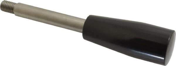 Gibraltar - M10x1.5 Stem, 0.91" Knob Diam, 0.47" Shaft Diam, Type E Gear Lever Arm with Cylindrical Knob - 0.55" Thread Length, 5.31" Handle Length, Stainless Steel Shaft, Phenolic Knob - USA Tool & Supply