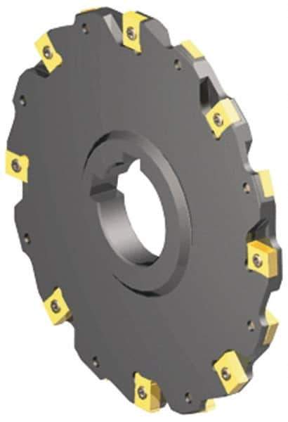 Kennametal - Arbor Hole Connection, 3/8" Cutting Width, 0.966" Depth of Cut, 4" Cutter Diam, 1-1/4" Hole Diam, 9 Tooth Indexable Slotting Cutter - 90° LN Toolholder, LNE 1245... Insert - USA Tool & Supply