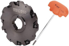 Kennametal - Arbor Hole Connection, 3/8" Cutting Width, 1.466" Depth of Cut, 5" Cutter Diam, 1-1/4" Hole Diam, 4 Tooth Indexable Slotting Cutter - 90° LN Toolholder, LNE 1245... Insert - USA Tool & Supply