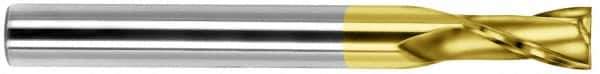 SGS - 3/4", 1-3/8" LOC, 3/4" Shank Diam, 5-1/4" OAL, 2 Flute, Solid Carbide Square End Mill - Single End, TiN Finish, Spiral Flute, 30° Helix, Centercutting, Right Hand Cut, Right Hand Flute, Series 59 - USA Tool & Supply