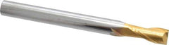 SGS - 3/8", 7/8" LOC, 3/8" Shank Diam, 4" OAL, 2 Flute, Solid Carbide Square End Mill - Single End, TiN Finish, Spiral Flute, 30° Helix, Centercutting, Right Hand Cut, Right Hand Flute, Series 59 - USA Tool & Supply