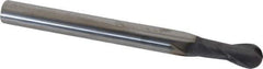 SGS - 3/8" Diam, 7/8" LOC, 2 Flute Solid Carbide Ball End Mill - AlTiN Finish, Single End, 4" OAL, 3/8" Shank Diam, Spiral Flute - USA Tool & Supply