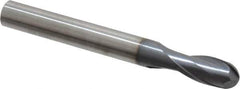 SGS - 1/2" Diam, 1" LOC, 2 Flute Solid Carbide Ball End Mill - AlTiN Finish, Single End, 4-1/2" OAL, 1/2" Shank Diam, Spiral Flute - USA Tool & Supply