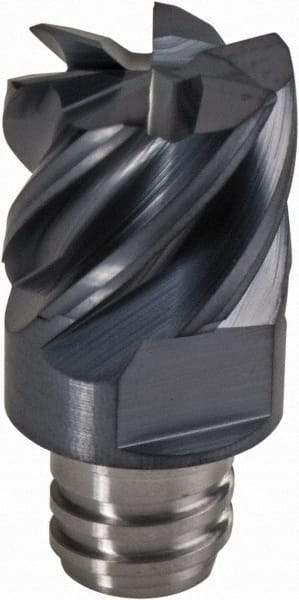 Iscar - MM EC Grade IC908 Carbide End Milling Tip Insert - TiAlN Finish, 6 Flutes, 1/2" Cutting Diam, 3/8" Depth of Cut, 0.65" Extension, 0.016" Cnr Rad, 45° Helix - USA Tool & Supply