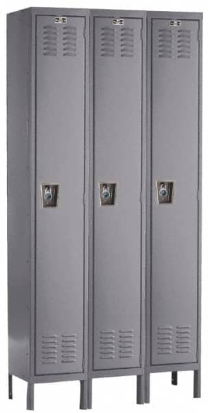Hallowell - 3 Door, 1 Tier, Ready-Built Wardrobe & Box Lockers - USA Tool & Supply