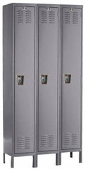 Hallowell - 3 Door, 1 Tier, Ready-Built Wardrobe & Box Lockers - USA Tool & Supply