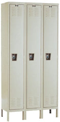Hallowell - 3 Door, 1 Tier, Ready-Built Wardrobe & Box Lockers - USA Tool & Supply