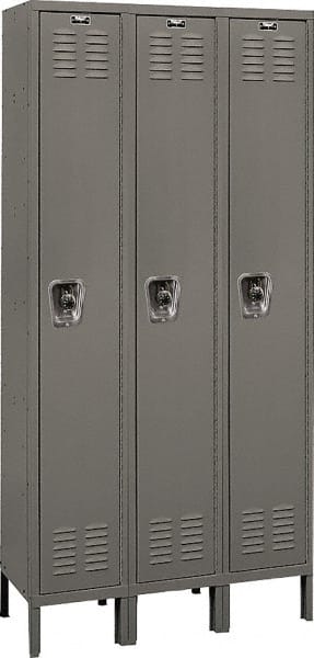 Hallowell - 3 Door, 1 Tier, Ready-Built Wardrobe & Box Lockers - USA Tool & Supply