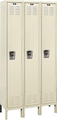 Hallowell - 3 Door, 1 Tier, Ready-Built Wardrobe & Box Lockers - USA Tool & Supply