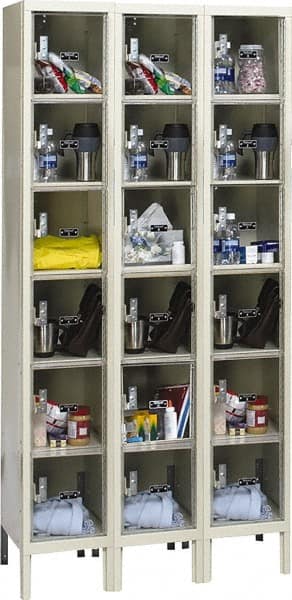 Hallowell - 18 Door, 6 Tier, Safety-View Plus Box Lockers - USA Tool & Supply