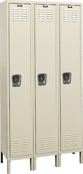 Hallowell - 3 Door, 1 Tier, Galvanite Corrosion Resistant Wardrobe & Box Lockers - USA Tool & Supply
