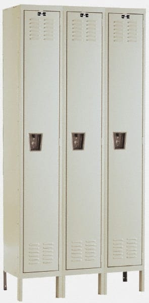Hallowell - 3 Door, 1 Tier, Galvanite Corrosion Resistant Wardrobe & Box Lockers - USA Tool & Supply