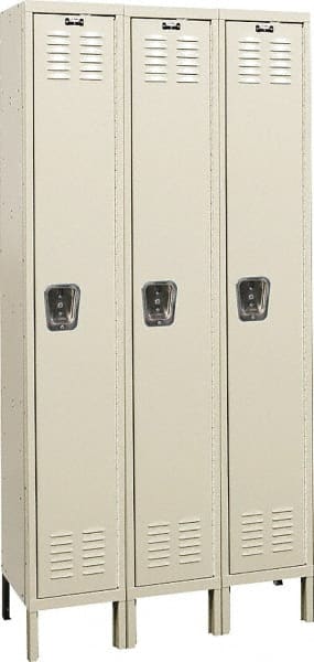 Hallowell - 3 Door, 1 Tier, Premium Wardrobe Lockers - USA Tool & Supply