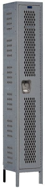 Hallowell - 1 Door, 1 Tier, Heavy-Duty Ventilated Wardrobe & Box Lockers - USA Tool & Supply