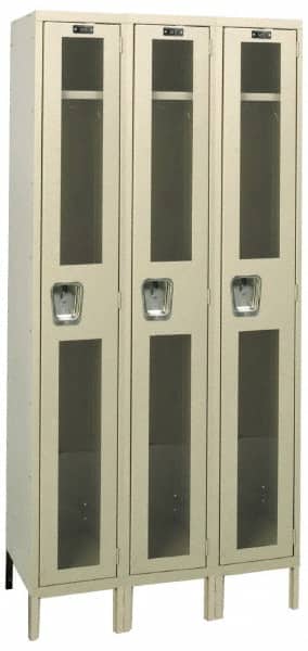 Hallowell - 3 Door, 1 Tier, Safety-View Wardrobe Lockers - USA Tool & Supply