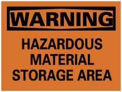 NMC - "Warning - Hazardous Material Storage Area", 7" Long x 10" Wide, Pressure-Sensitive Vinyl Safety Sign - Rectangle, 0.004" Thick, Use for Hazardous Materials - USA Tool & Supply