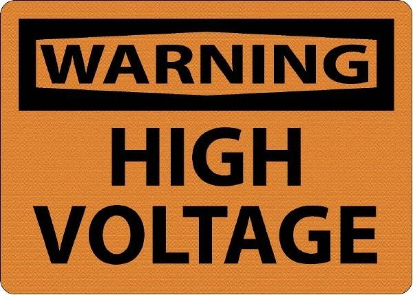 NMC - "Warning - High Voltage", 7" Long x 10" Wide, Rigid Plastic Safety Sign - Rectangle, 0.05" Thick, Use for Accident Prevention - USA Tool & Supply