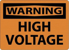 NMC - "Warning - High Voltage", 7" Long x 10" Wide, Rigid Plastic Safety Sign - Rectangle, 0.05" Thick, Use for Accident Prevention - USA Tool & Supply