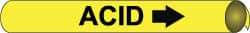 NMC - Pipe Marker with Acid Legend and Arrow Graphic - 1-1/8 to 2-3/8" Pipe Outside Diam, Black on Yellow - USA Tool & Supply