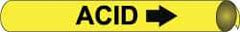 NMC - Pipe Marker with Acid Legend and Arrow Graphic - 1-1/8 to 2-3/8" Pipe Outside Diam, Black on Yellow - USA Tool & Supply