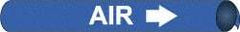 NMC - Pipe Marker with Air Legend and Arrow Graphic - 1-1/8 to 2-3/8" Pipe Outside Diam, White on Blue - USA Tool & Supply