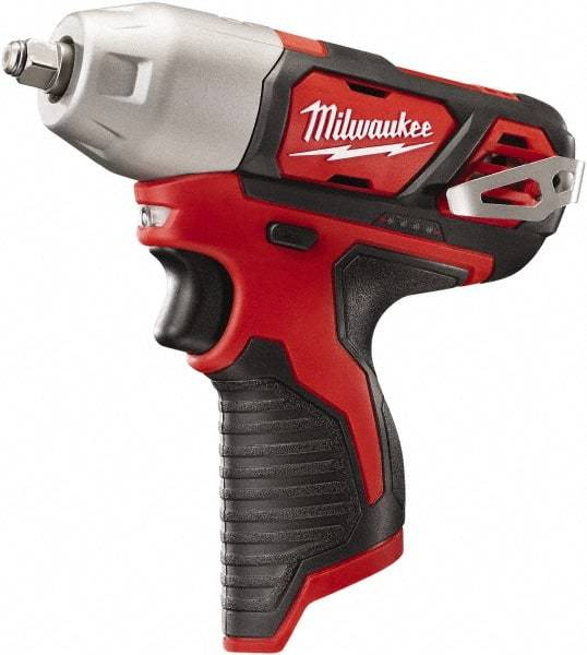 Milwaukee Tool - 3/8" Drive 12 Volt Pistol Grip Cordless Impact Wrench & Ratchet - 0 to 2,500 RPM, 0 to 3,300 BPM, 100 Ft/Lb Torque, Lithium-Ion Batteries Not Included - USA Tool & Supply