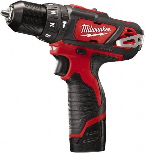 Milwaukee Tool - 12 Volt 3/8" Keyless Chuck Cordless Hammer Drill - 0 to 22,500 BPM, 0 to 400 & 0 to 1,500 RPM, Reversible - USA Tool & Supply