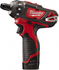 Milwaukee Tool - 12 Volts, Lithium-Ion Battery, Pistol Grip Cordless Screwdriver - 2 Speeds, 400 and 1,500 RPM, 275 Inch/Lbs. Torque - USA Tool & Supply