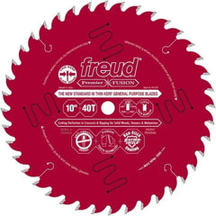 Freud - 10" Diam, 5/8" Arbor Hole Diam, 40 Tooth Wet & Dry Cut Saw Blade - Carbide-Tipped, Standard Round Arbor - USA Tool & Supply