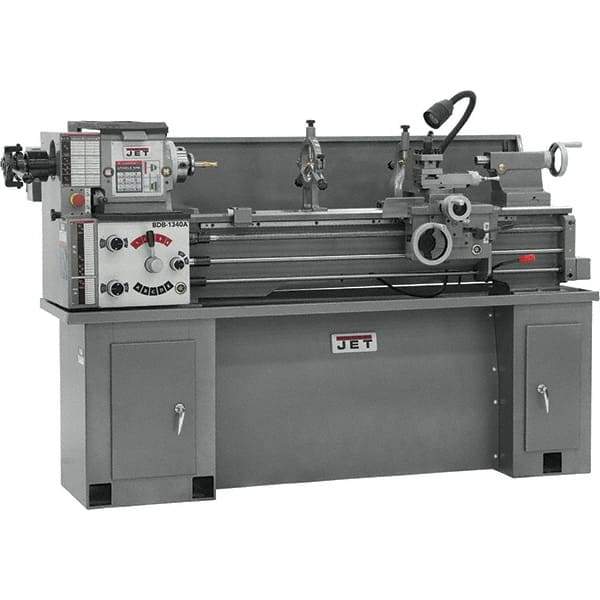 Jet - 13" Swing, 40" Between Centers, 230 Volt, Single Phase Bench Lathe - 5MT Taper, 2 hp, 60 to 1,240 RPM, 1-3/8" Bore Diam, 30" Deep x 29-1/2" High x 76-1/2" Long - USA Tool & Supply