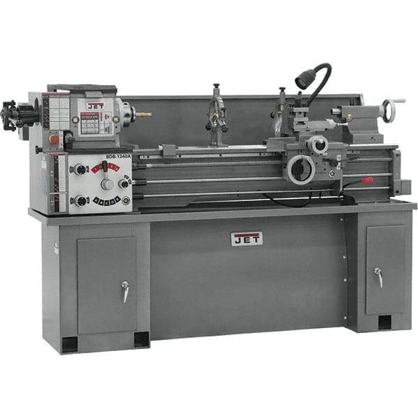 Jet - 13" Swing, 40" Between Centers, 230 Volt, Single Phase Bench Lathe - 5MT Taper, 2 hp, 60 to 1,240 RPM, 1-3/8" Bore Diam, 29-3/4" Deep x 29" High x 75-1/2" Long - USA Tool & Supply