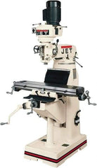 Jet - 7-7/8" Table Width x 35-3/4" Table Length, Step Pulley Control, 1 Phase Knee Milling Machine - R8 Spindle Taper, 1-1/2 hp - USA Tool & Supply