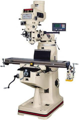 Jet - 9" Table Width x 49" Table Length, Variable Speed Pulley Control, 3 Phase Knee Milling Machine - R8 Spindle Taper, 3 hp - USA Tool & Supply