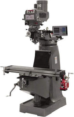 Jet - 9" Table Width x 49" Table Length, Variable Speed Pulley Control, 3 Phase Knee Milling Machine - R8 Spindle Taper - USA Tool & Supply