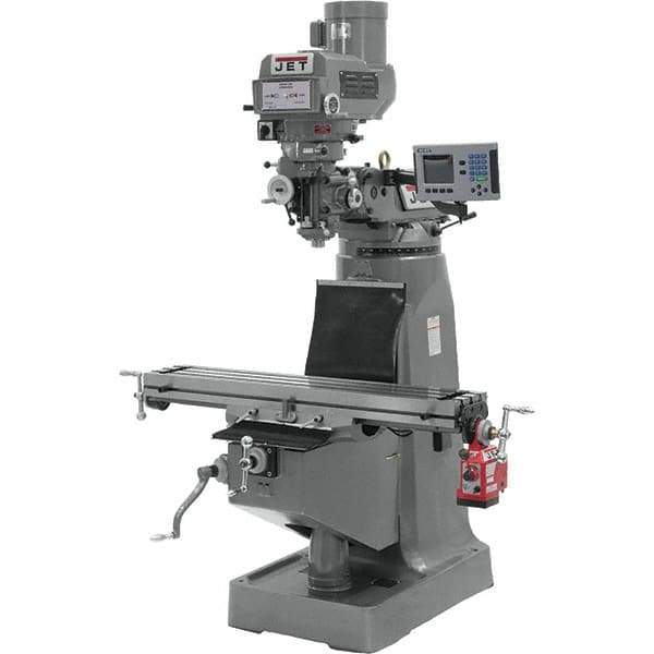 Jet - 10" Table Width x 49" Table Length, Variable Speed Pulley Control, 1 Phase Knee Milling Machine - R8 Spindle Taper - USA Tool & Supply