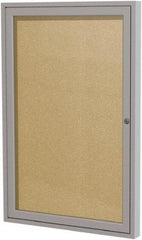 Ghent - 36" Wide x 24" High Enclosed Cork Bulletin Board - Vinyl, Caramel - USA Tool & Supply