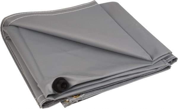 PRO-SAFE - Tarp-Shaped Heavy Duty Flame Retardant Roof Leak Diverter - 7' Long x 7' Wide x 18 mil Thick, Gray - USA Tool & Supply