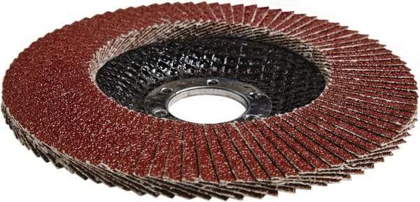 3M - 60 Grit, 4-1/2" Disc Diam, 7/8" Center Hole, Type 27 Ceramic Flap Disc - 13,300 Max RPM, Cloth Backing, Arbor Attaching System, Coated - USA Tool & Supply