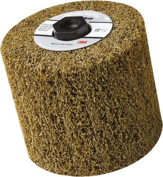3M - 4-1/2" Diam Aluminum Oxide Hi-Strength Flap Brush - 5/8-11 Thread, 4" Wide, Density 7, Nonwoven, Coarse Grade, 3,500 Max RPM - USA Tool & Supply