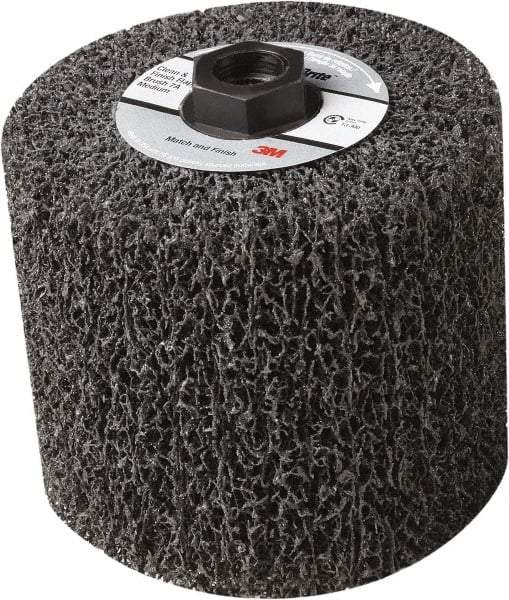 3M - 4-1/2" Diam Aluminum Oxide Match & Finish Flap Brush - 5/8-11 Thread, 4" Wide, Density 5, Nonwoven, Very Coarse Grade, 3,500 Max RPM - USA Tool & Supply