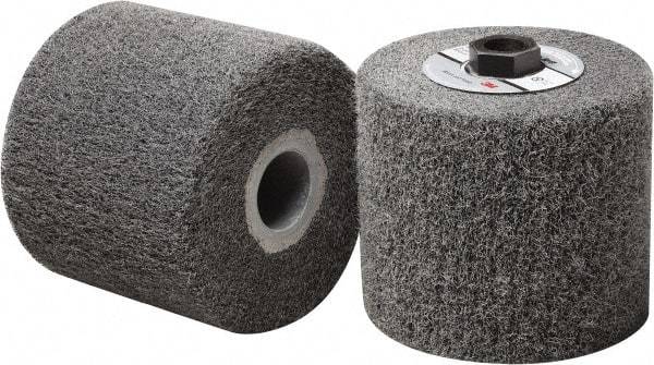 3M - 4-1/2" Diam Aluminum Oxide Match & Finish Flap Brush - 5/8-11 Thread, 4" Wide, Density 5, Nonwoven, Medium Grade, 3,500 Max RPM - USA Tool & Supply