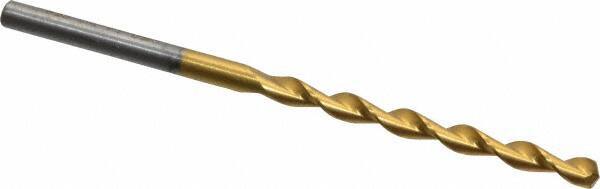 Chicago-Latrobe - #30 135° High Speed Steel Jobber Drill - TiN Finish, Right Hand Cut, Parabolic Flute, Straight Shank, 2-3/4" OAL, Split Point - USA Tool & Supply